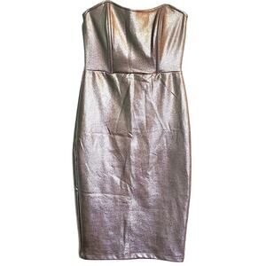 Nasty Gal Gold Metallic Shimmer Bodycon Dress Fits Sz S/M Cyberpunk Club Party